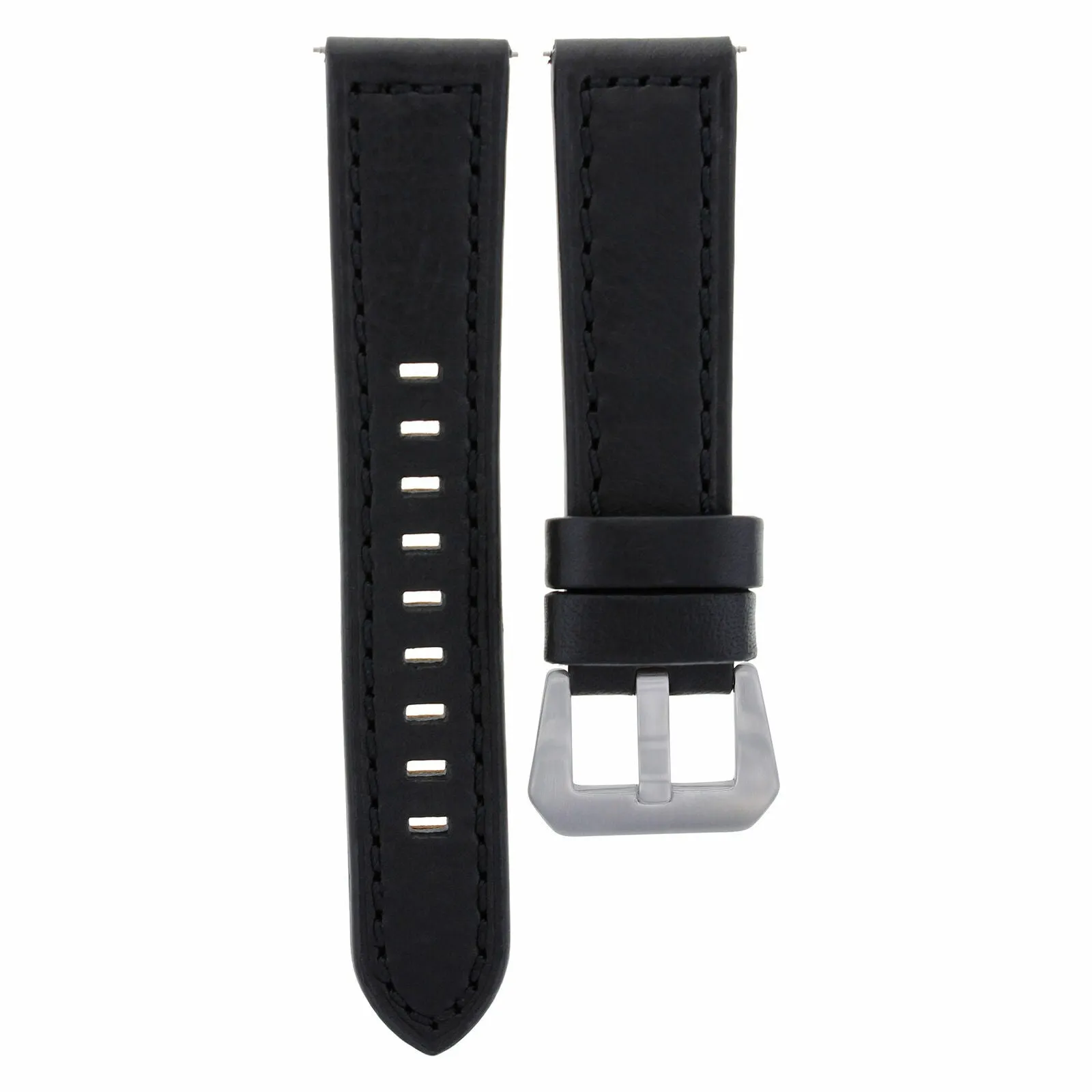 22MM LEATHER WATCH BAND STRAP FOR BREITLING WATCH NAVITIMER COLT BLACK LONG