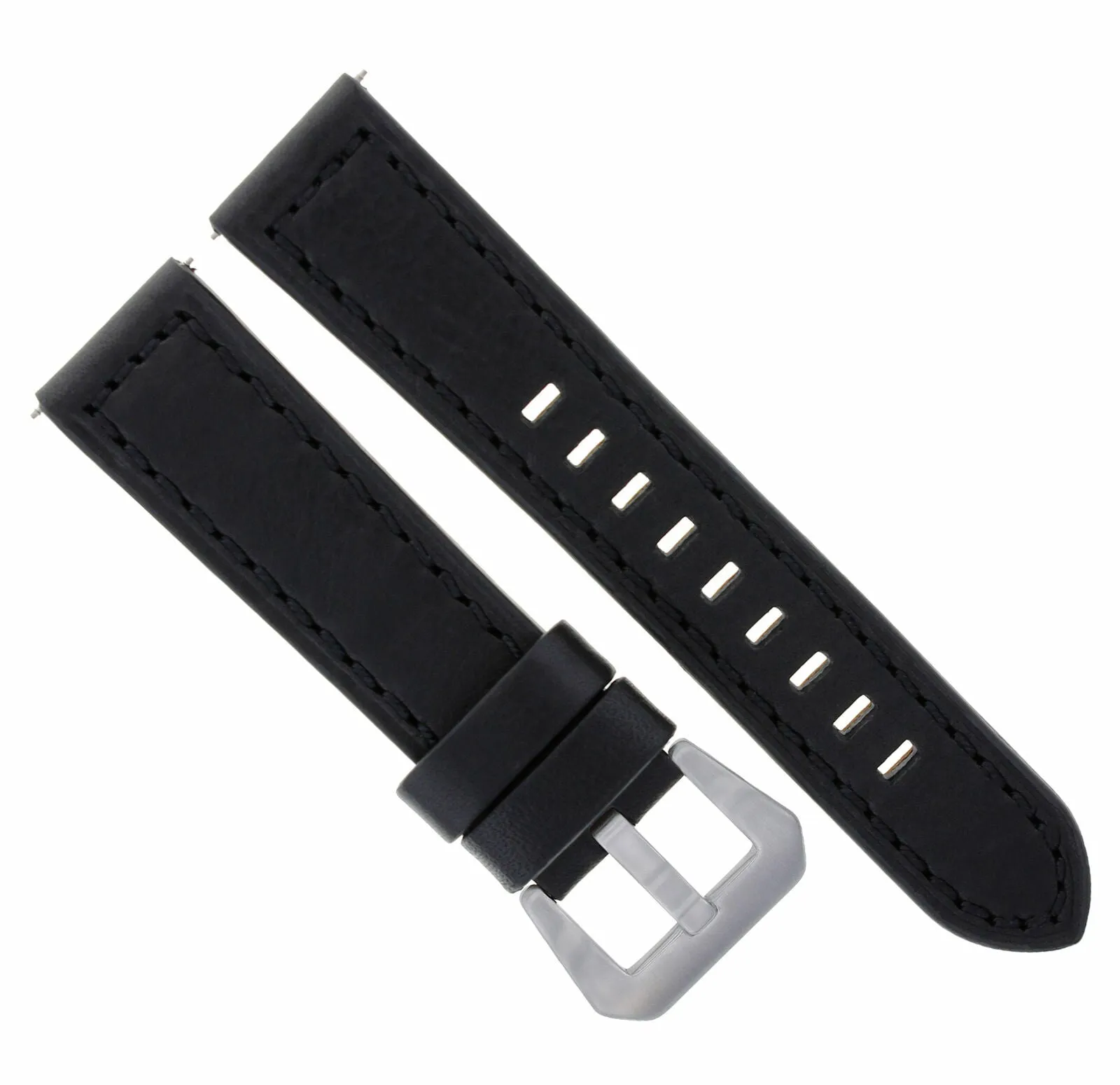 22MM LEATHER WATCH BAND STRAP FOR BREITLING WATCH NAVITIMER COLT BLACK LONG