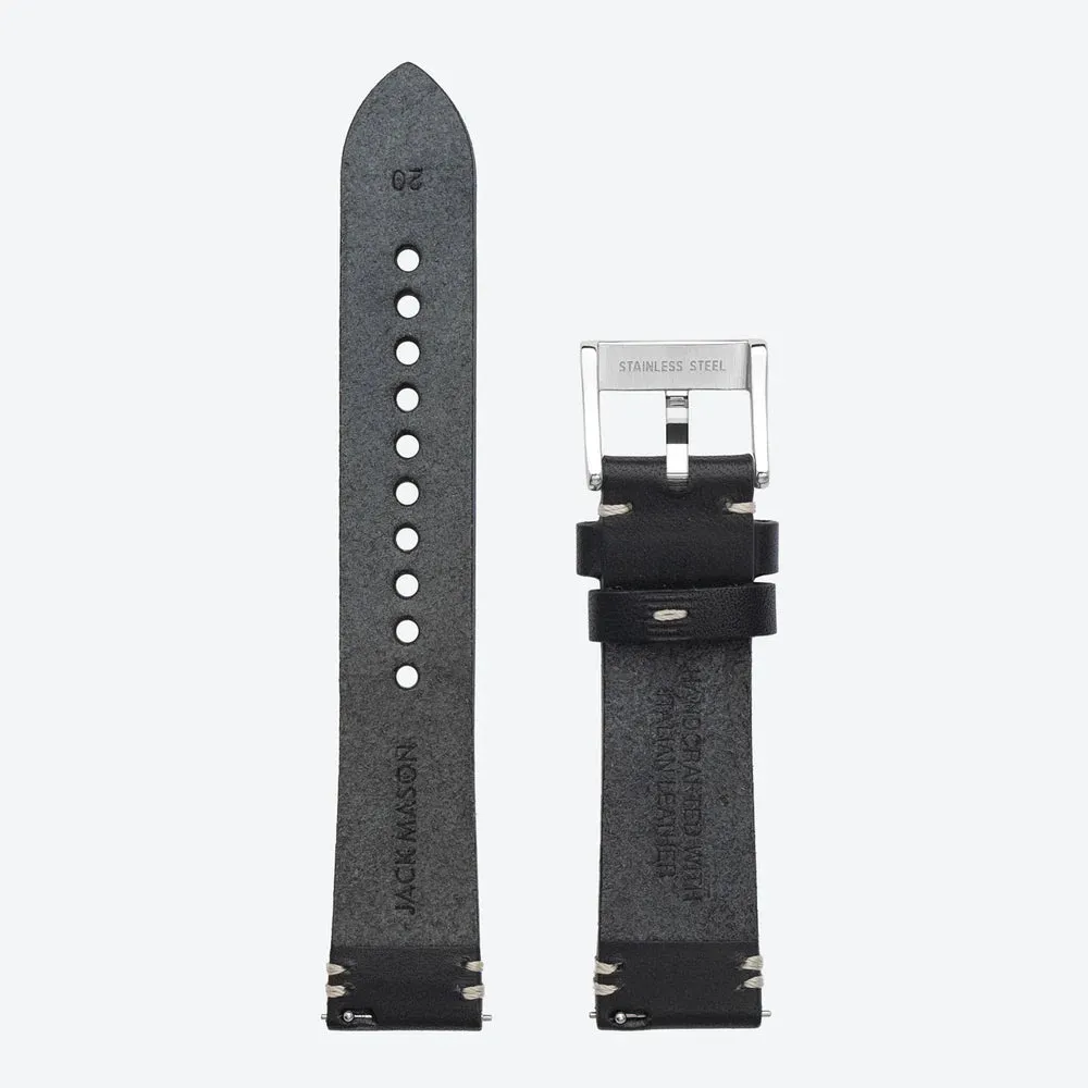 22mm Leather Watch Strap - Black