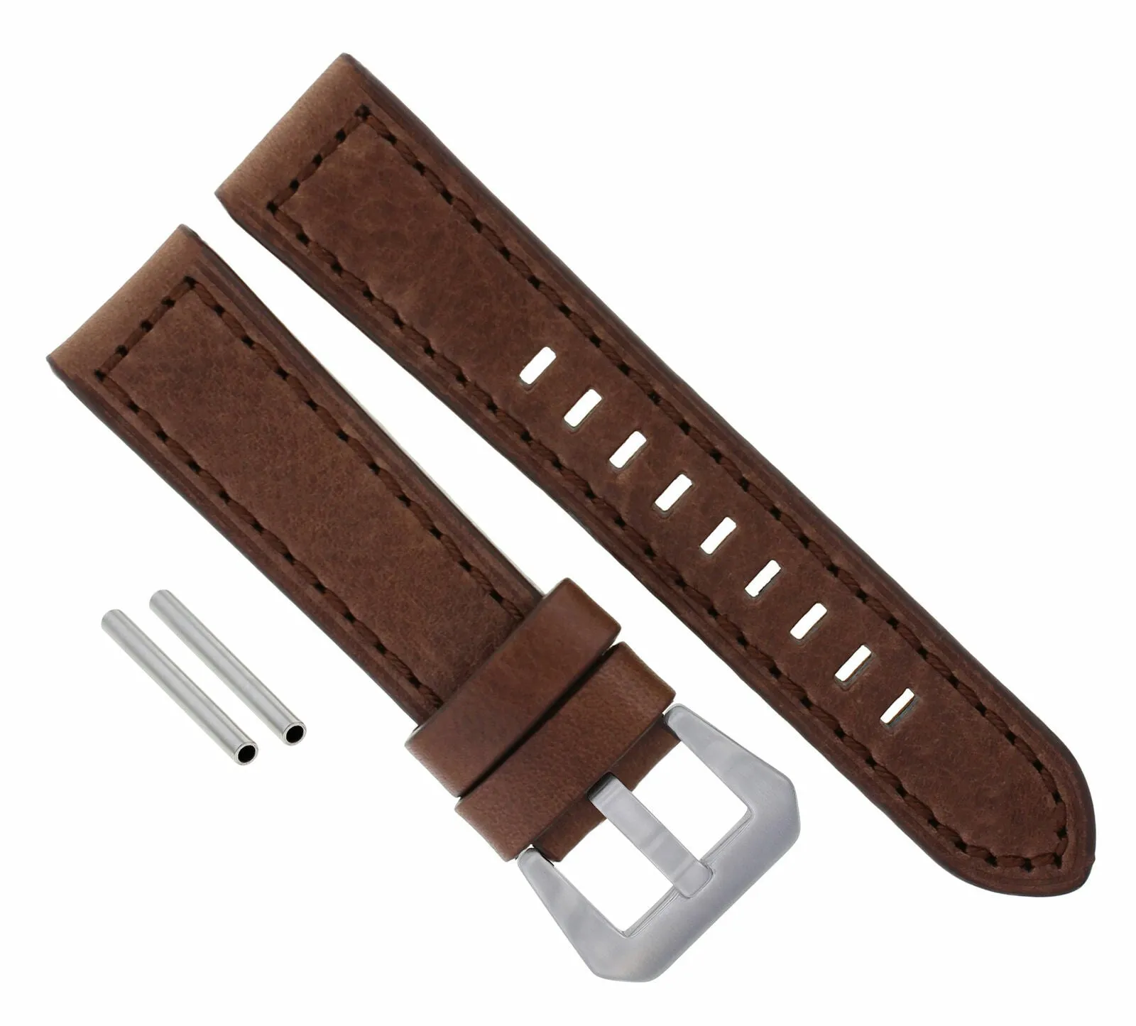 22MM PREMIUM LEATHER WATCH BAND STRAP FOR PANERAI LUMINOR MARINA D/BROWN LONG