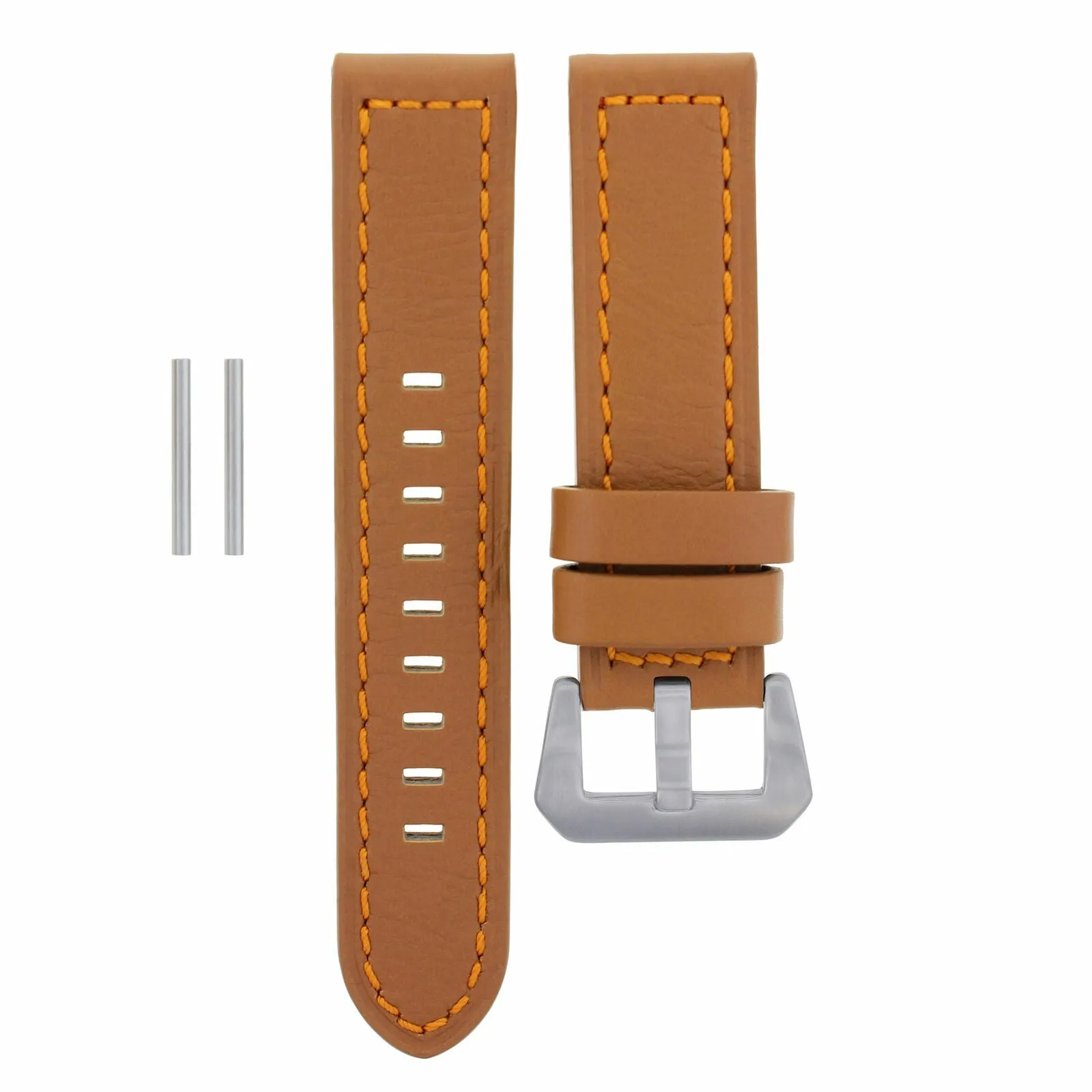 22MM PREMIUM LEATHER WATCH BAND STRAP FOR PANERAI WATCH TAN ORANGE STITCH LONG