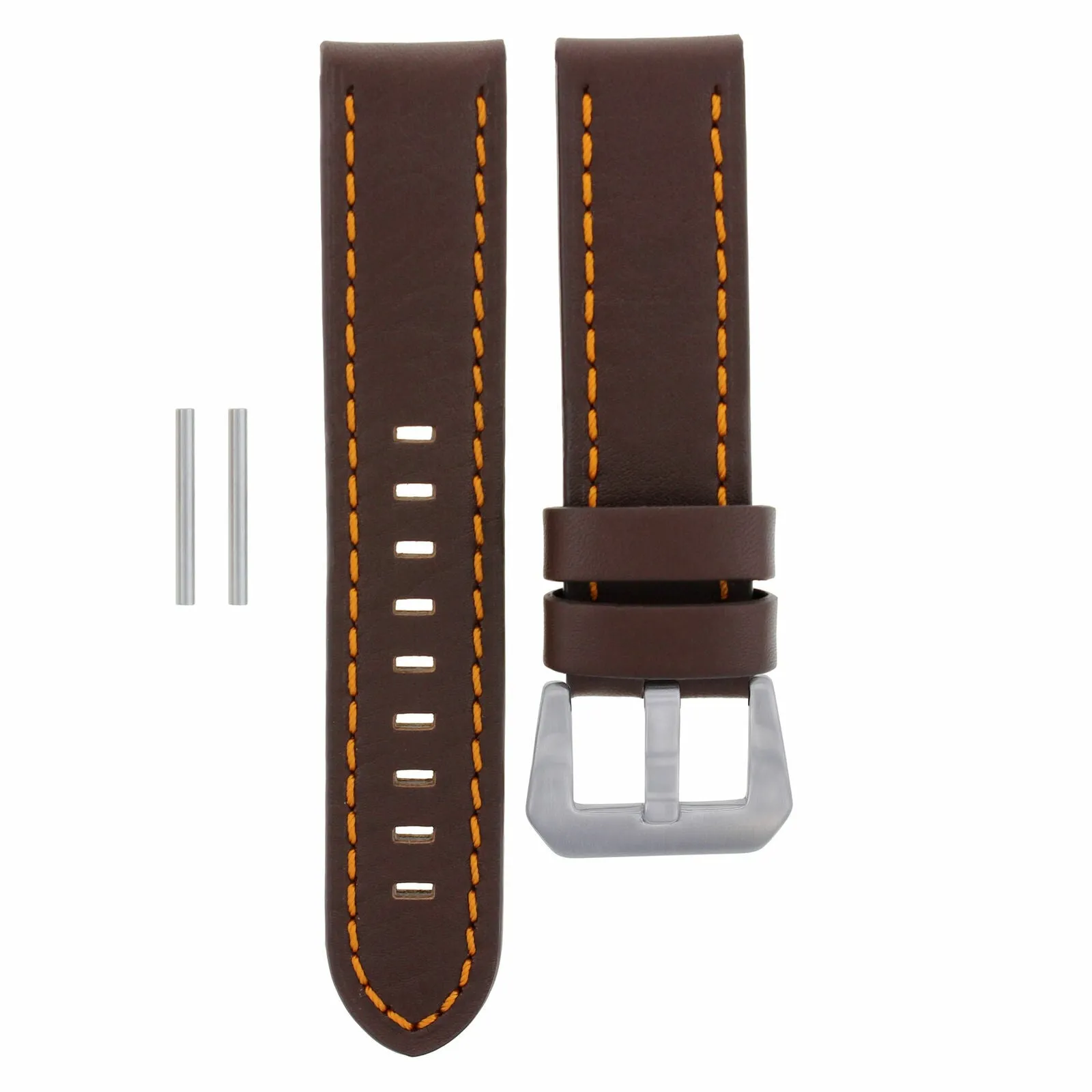 22MM PREMIUM PAM LEATHER WATCH BAND STRAP FOR PANERAI D/BROWN ORANGE STITCHING