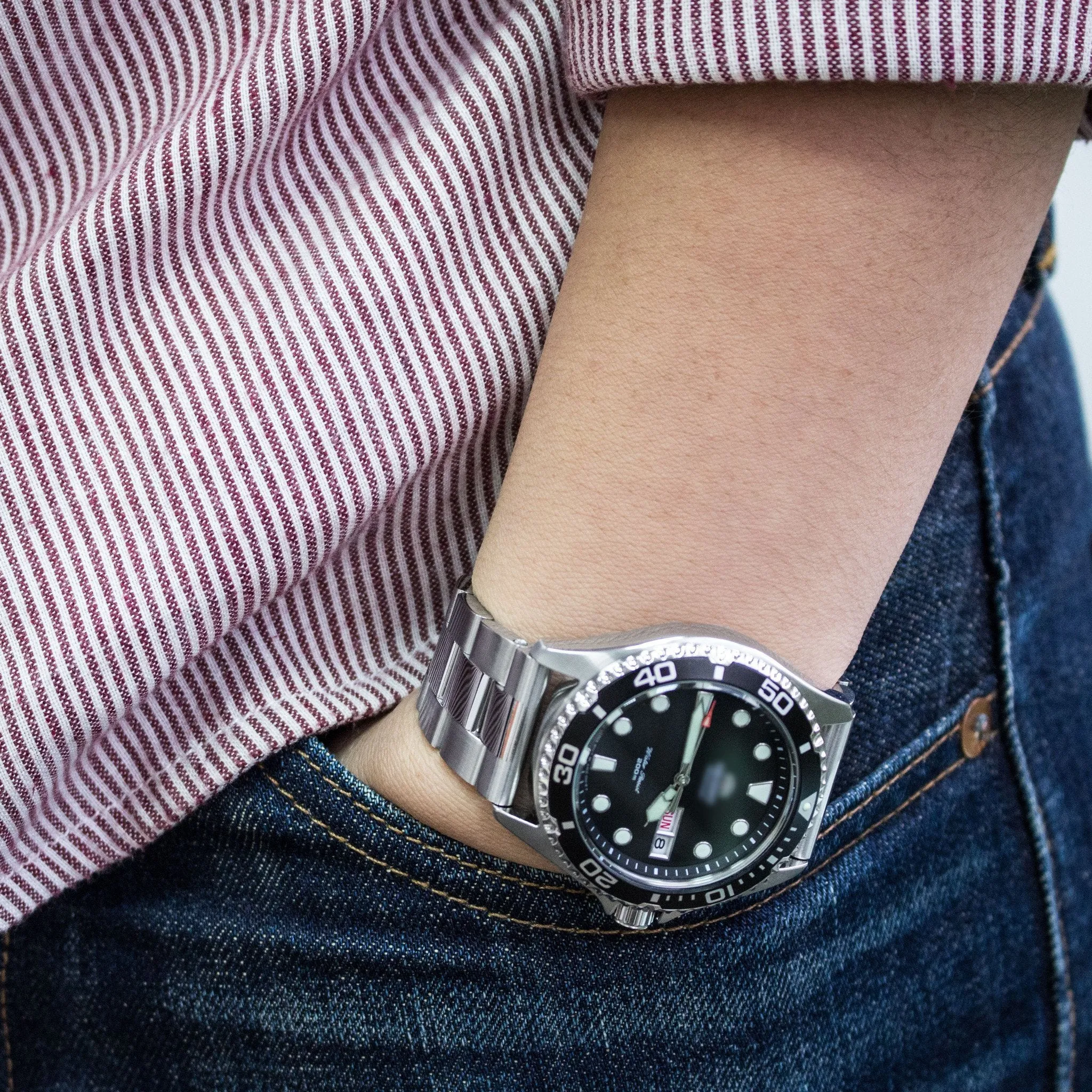 22mm Super-O Boyer Straight End Watch Band, Brushed & Polished Crossover 316L Stainless Steel