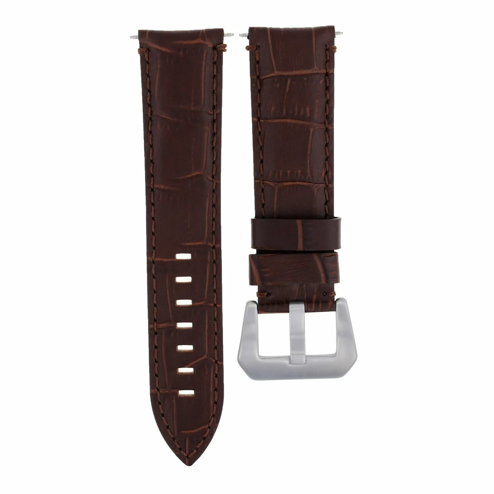 24MM GENUINE LEATHER WATCH BAND STRAP FOR 45MM LUM TEC G-7 WATCH BROWN