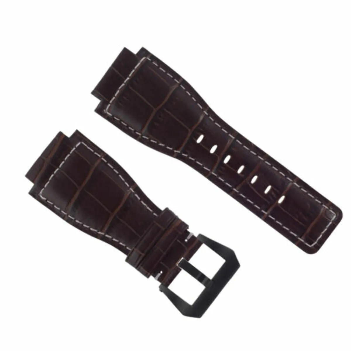 24MM REPLACEMENT LEATHER WATCH BAND STRAP FOR BELL & ROSS BR-01-BR-03 BLK BUCKLE