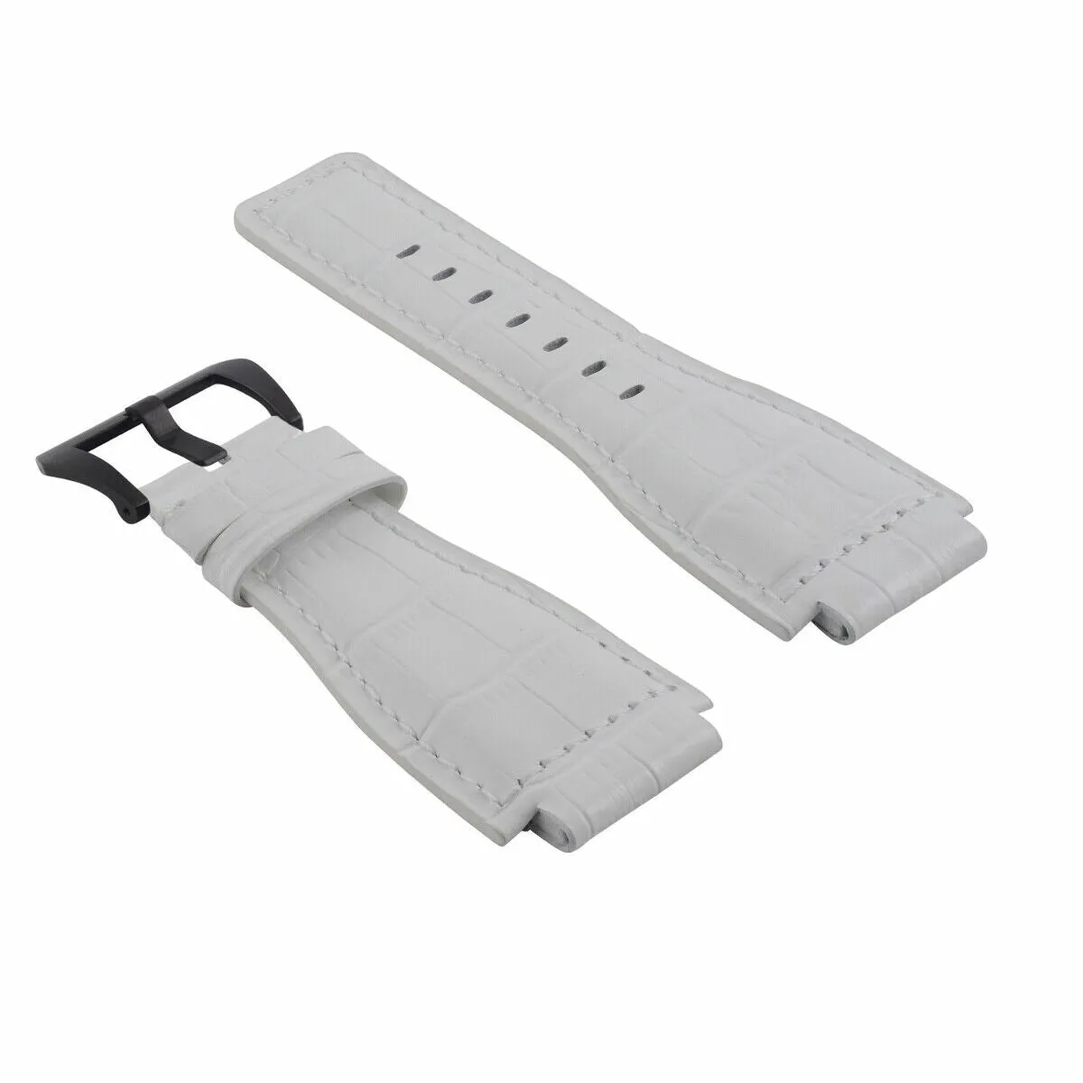 24MM REPLACEMENT LEATHER WATCH BAND STRAP FOR BELL & ROSS BR-01-BR-03 BLK BUCKLE