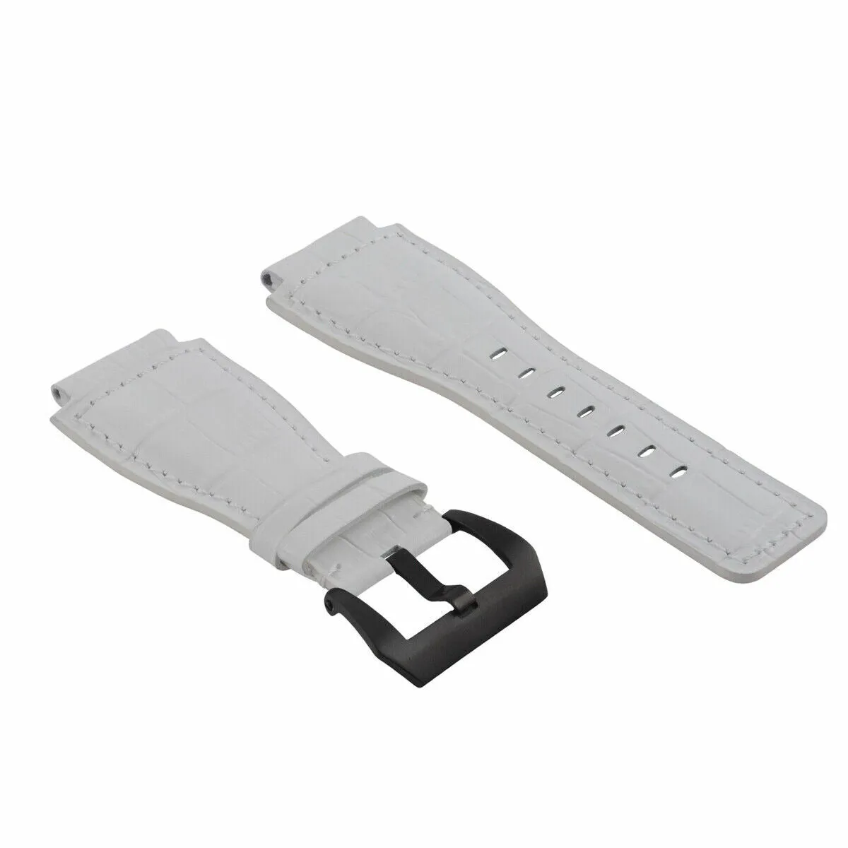 24MM REPLACEMENT LEATHER WATCH BAND STRAP FOR BELL & ROSS BR-01-BR-03 BLK BUCKLE