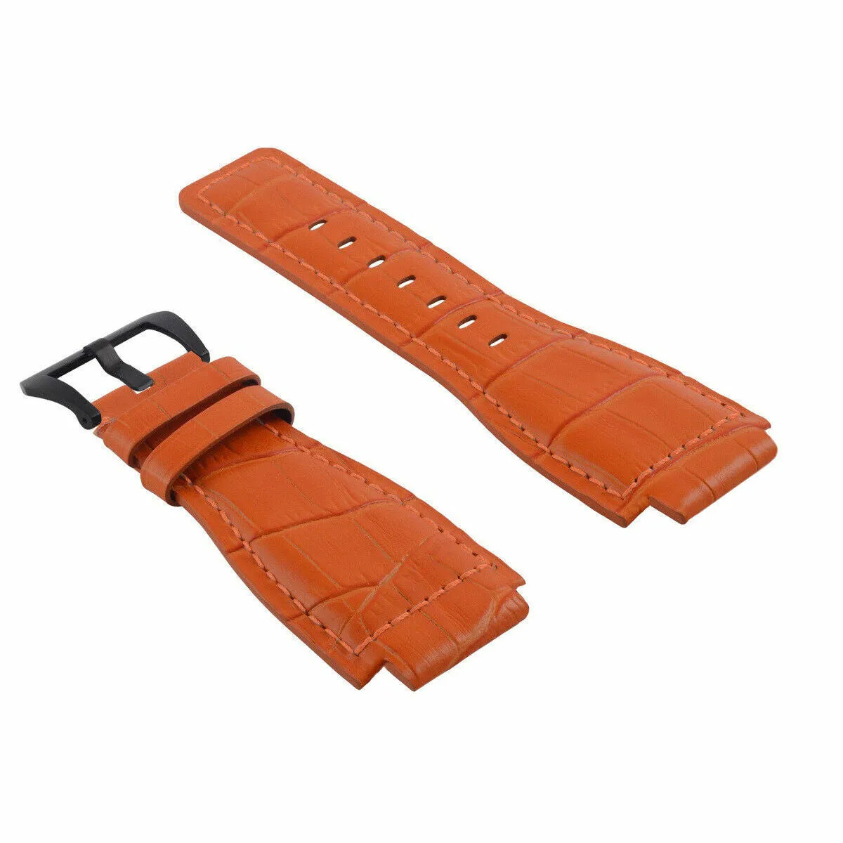 24MM REPLACEMENT LEATHER WATCH BAND STRAP FOR BELL & ROSS BR-01-BR-03 BLK BUCKLE