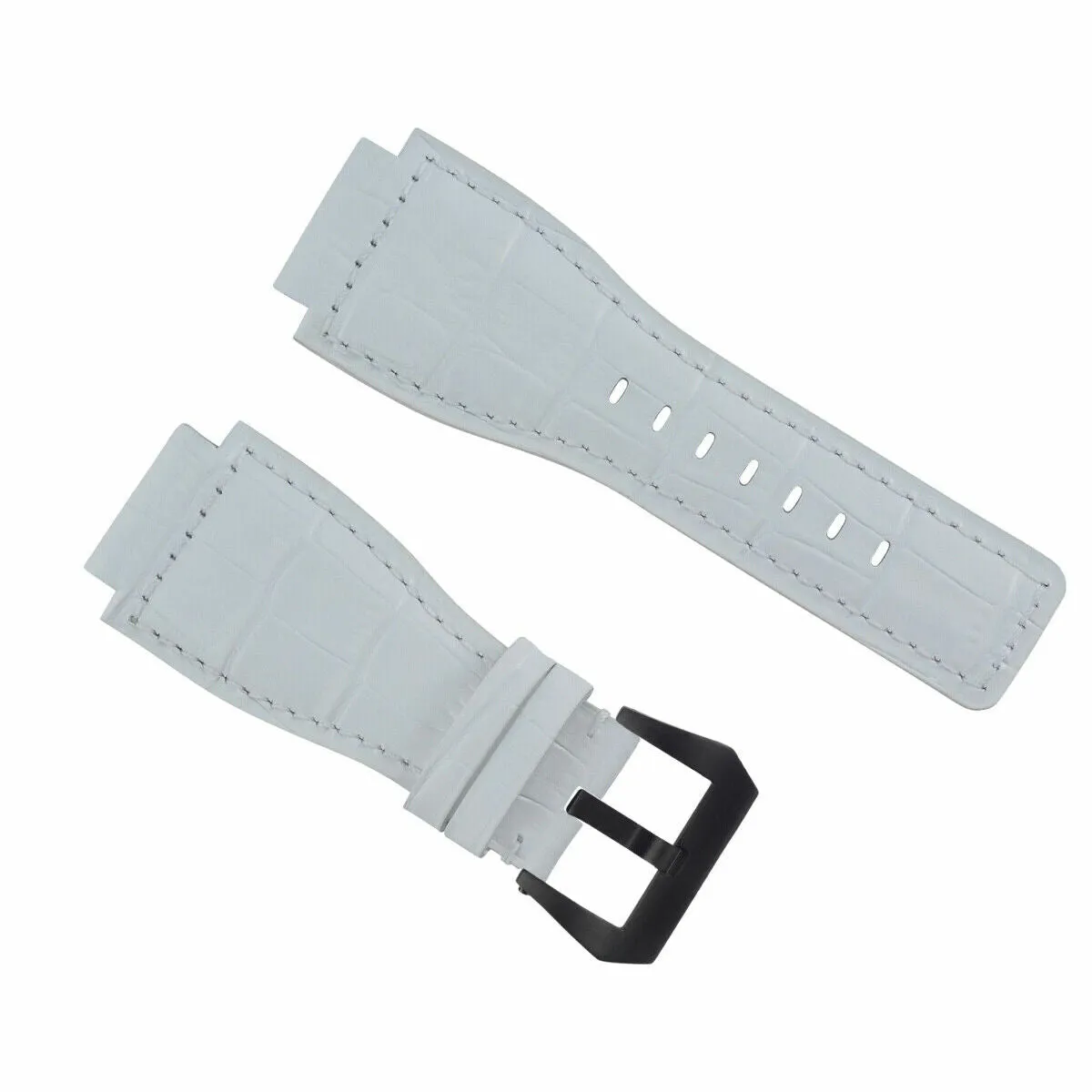 24MM REPLACEMENT LEATHER WATCH BAND STRAP FOR BELL & ROSS BR-01-BR-03 BLK BUCKLE