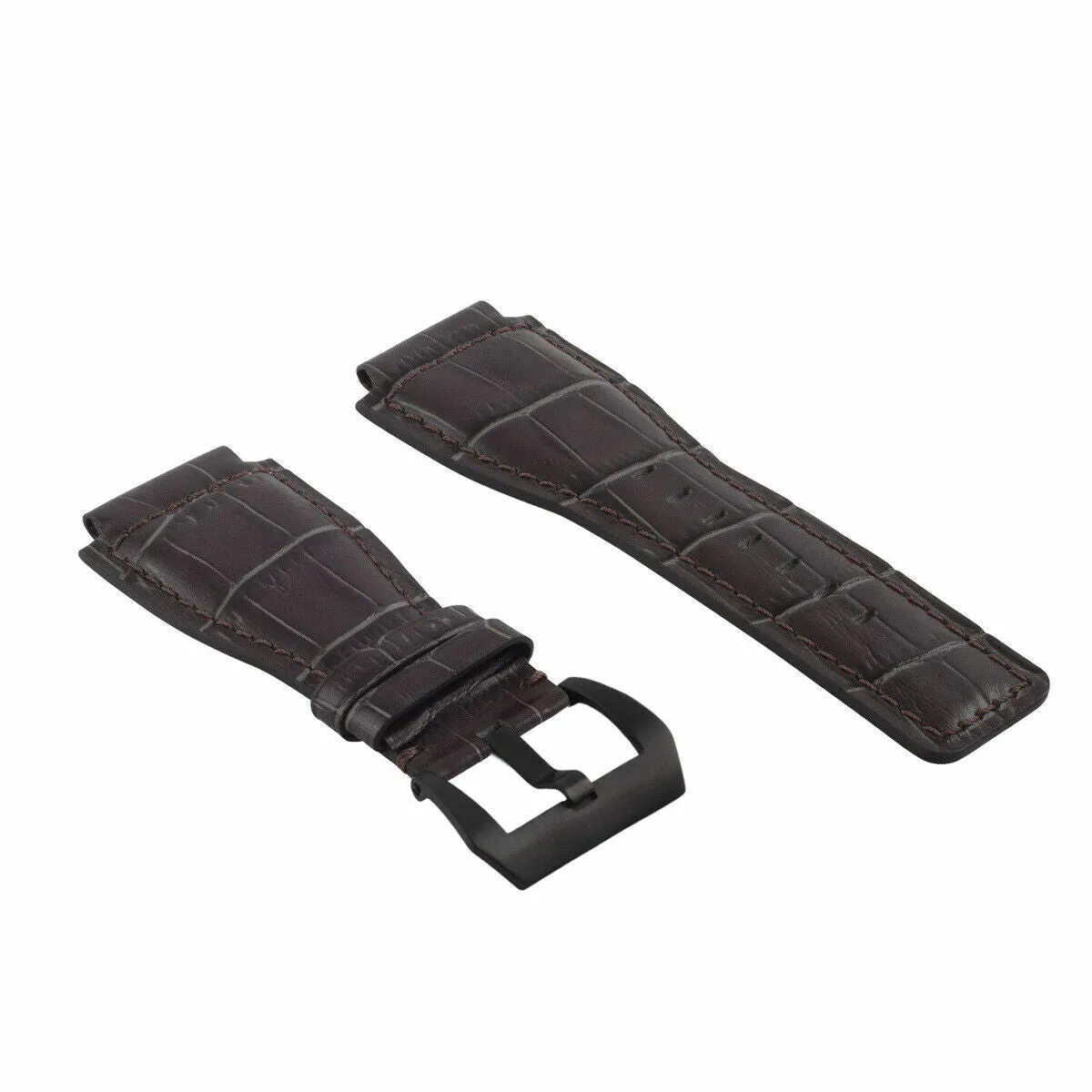 24MM REPLACEMENT LEATHER WATCH BAND STRAP FOR BELL & ROSS BR-01-BR-03 BLK BUCKLE