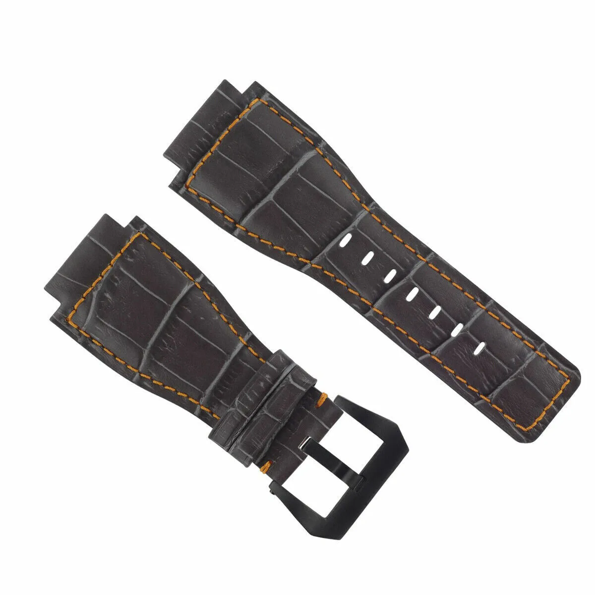 24MM REPLACEMENT LEATHER WATCH BAND STRAP FOR BELL & ROSS BR-01-BR-03 BLK BUCKLE