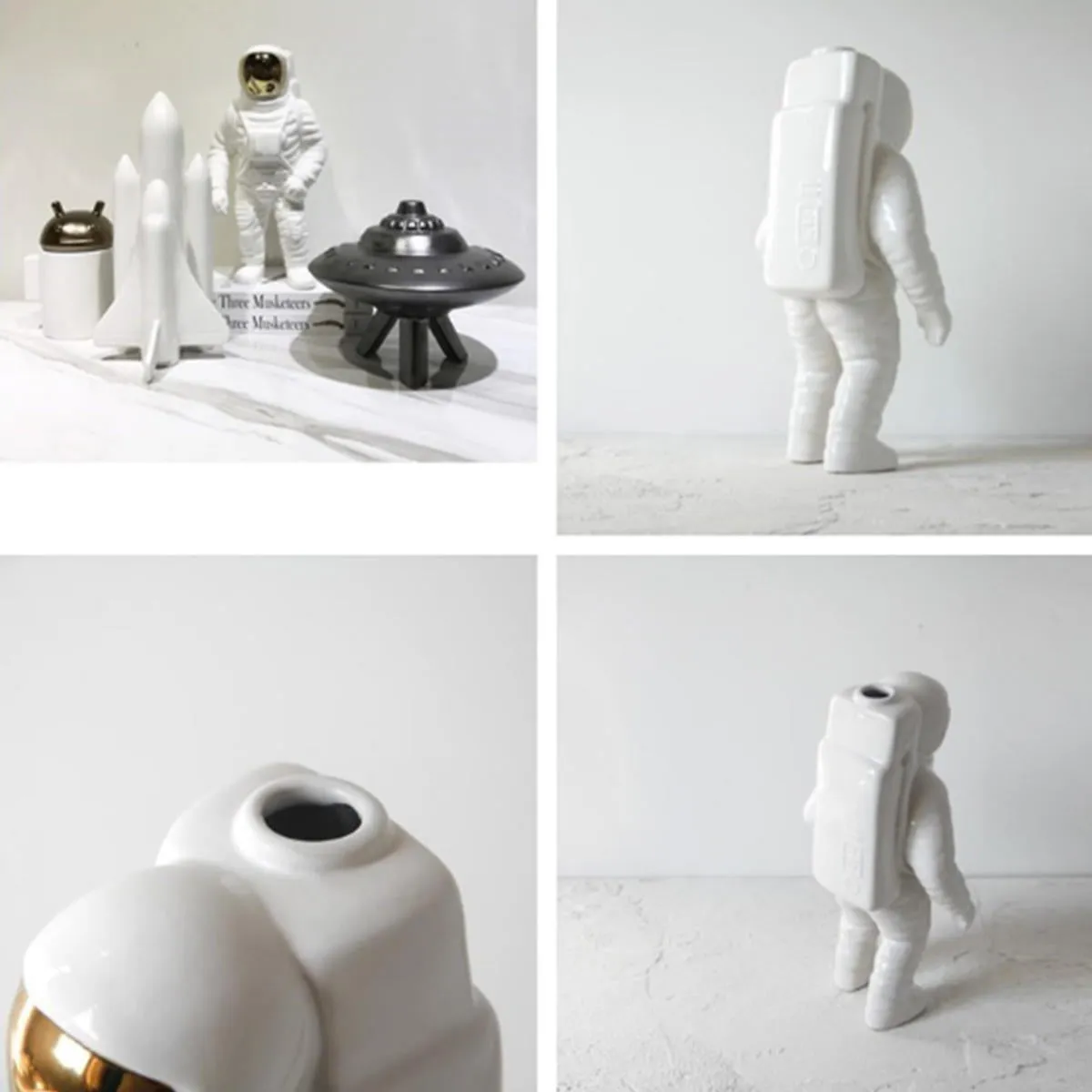 3 color Space Man Sculpture Astronaut Fashion Vase Ceramic Flower Planter Vase Space Man Sculpture Cosmonaut Home office Decor