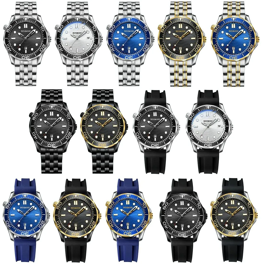 30m Waterproof Men Quartz Watch - Luminous Blue Steel Surface