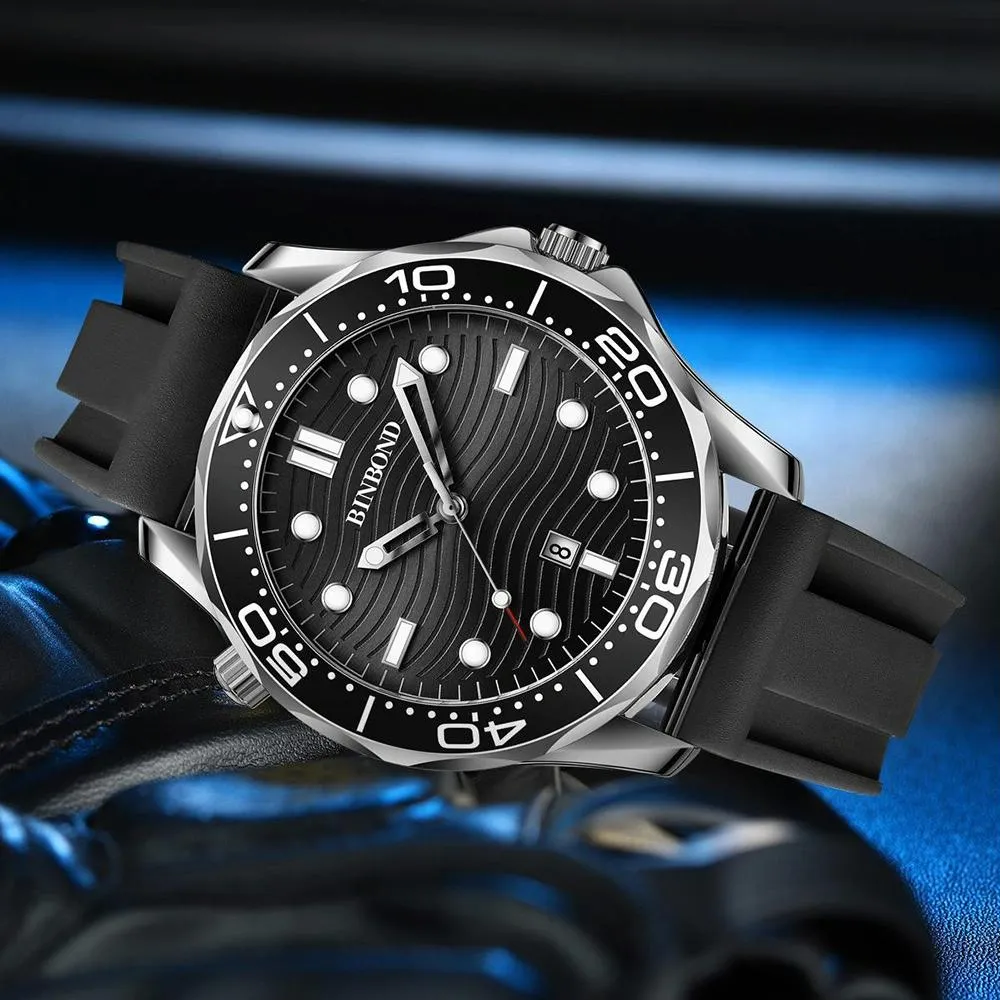 30m Waterproof Men Quartz Watch - Luminous Blue Steel Surface