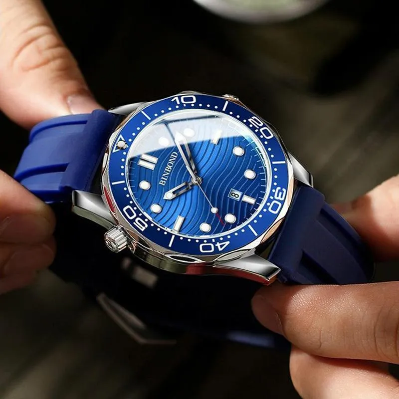 30m Waterproof Men Quartz Watch - Luminous Blue Steel Surface
