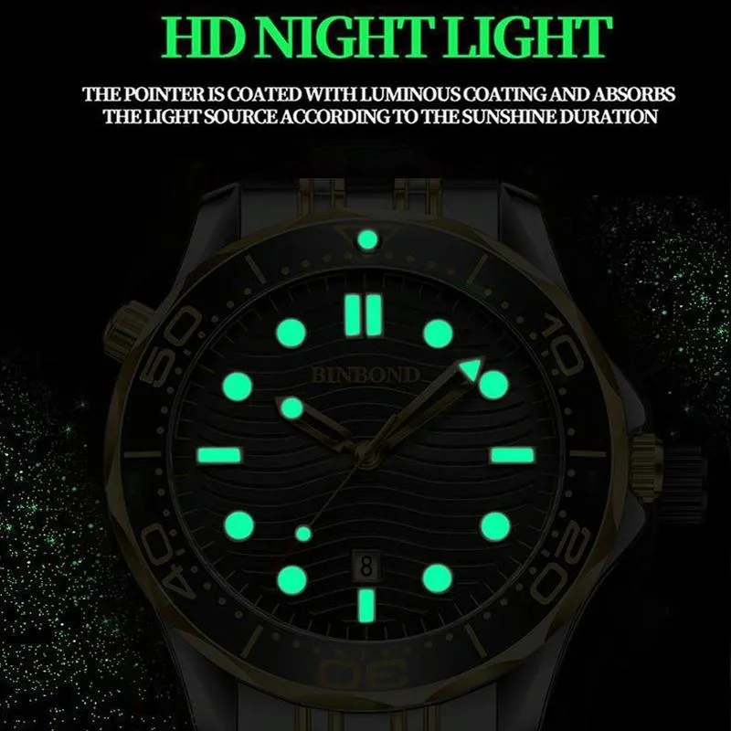 30m Waterproof Men Quartz Watch - Luminous Blue Steel Surface