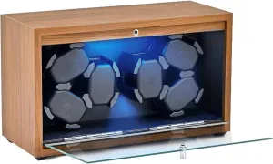 6 Slots Automatic Watch Winder, Wooden Watch Case with Serenity Backlight, Super Quiet Motor, Soft Watch Pillows for Women and Man Watches, USB Powered Supply, Balck