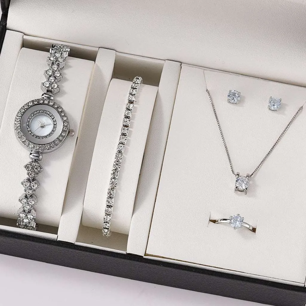 6PCS Gift Set Luxury Watch Ring Necklace Earrings for Women luxury gift ideas for her