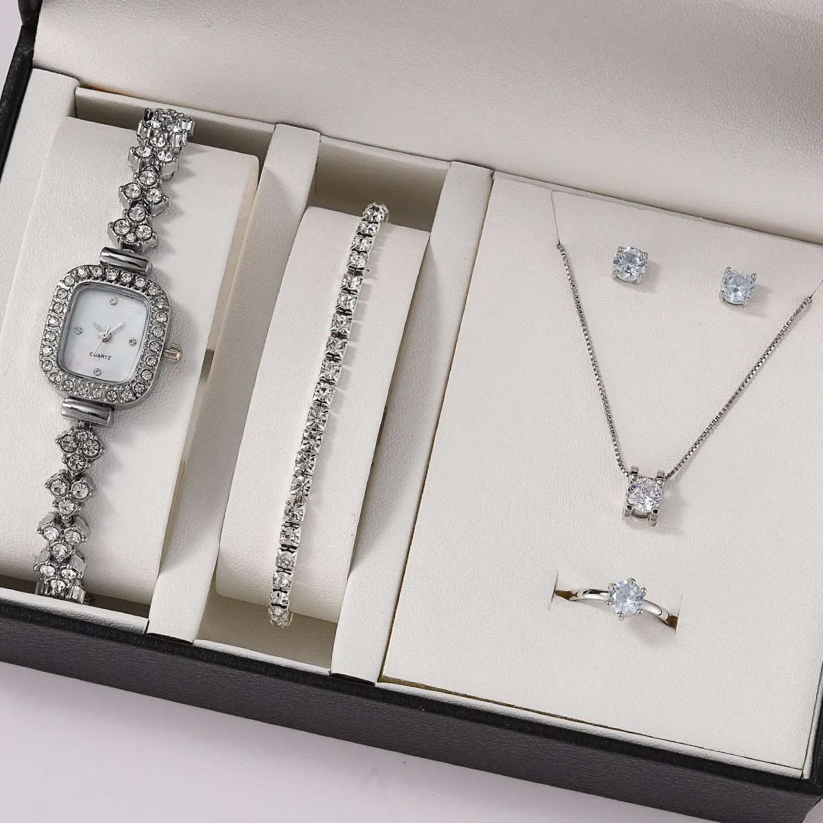 6PCS Gift Set Luxury Watch Ring Necklace Earrings for Women luxury gift ideas for her