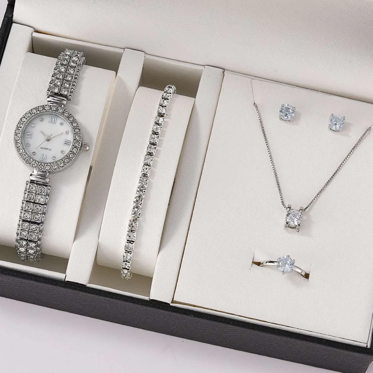 6PCS Gift Set Luxury Watch Ring Necklace Earrings for Women luxury gift ideas for her