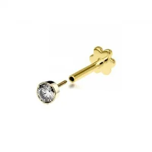 9ct Yellow Gold Single Zirconia Cartilage Labret ES2021