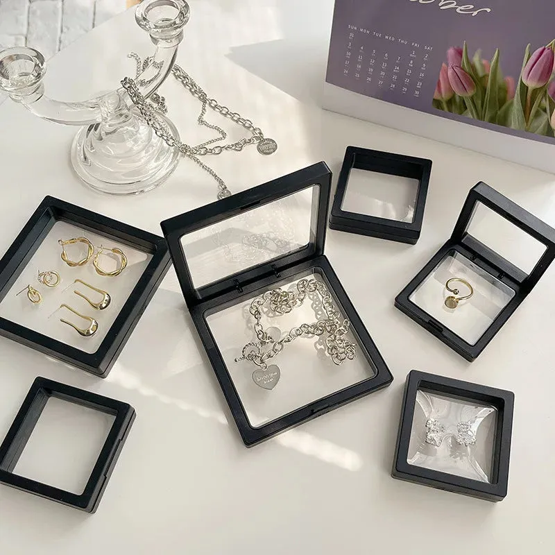 Anyhouz Jewelry Storage 10PCS Green Set 3D Floating Display Case Stands Holder Suspension Storage for Pendant Necklace Bracelet Ring Coin Pin Gift Jewelry Box 7x7cm