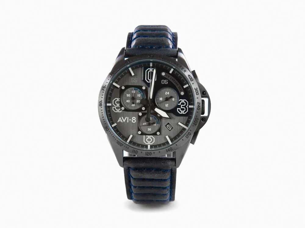 AVI-8 P-51 Mustang Blakeslee Chronograph Air Blue Quartz Watch, AV-4077-04