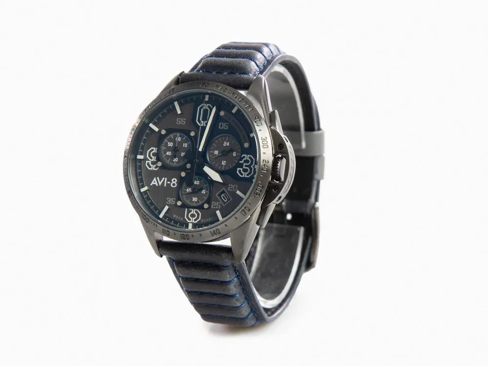 AVI-8 P-51 Mustang Blakeslee Chronograph Air Blue Quartz Watch, AV-4077-04