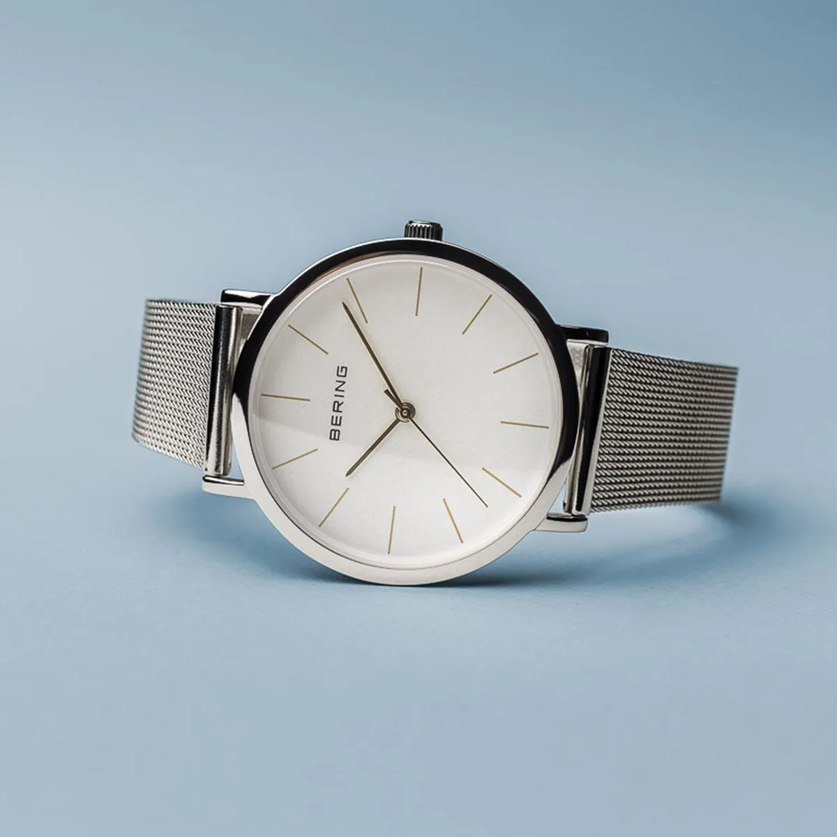 Bering Classic Polished Silver 36mm Mesh Watch