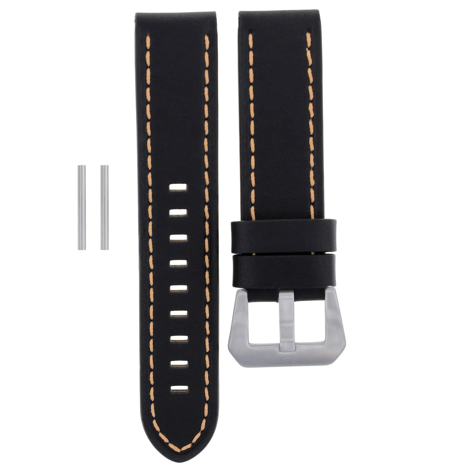 BIG 24MM COW LEATHER WATCHBAND STRAP FOR LUM TEC M33 M44 M47  M43 M51 BLACK OS