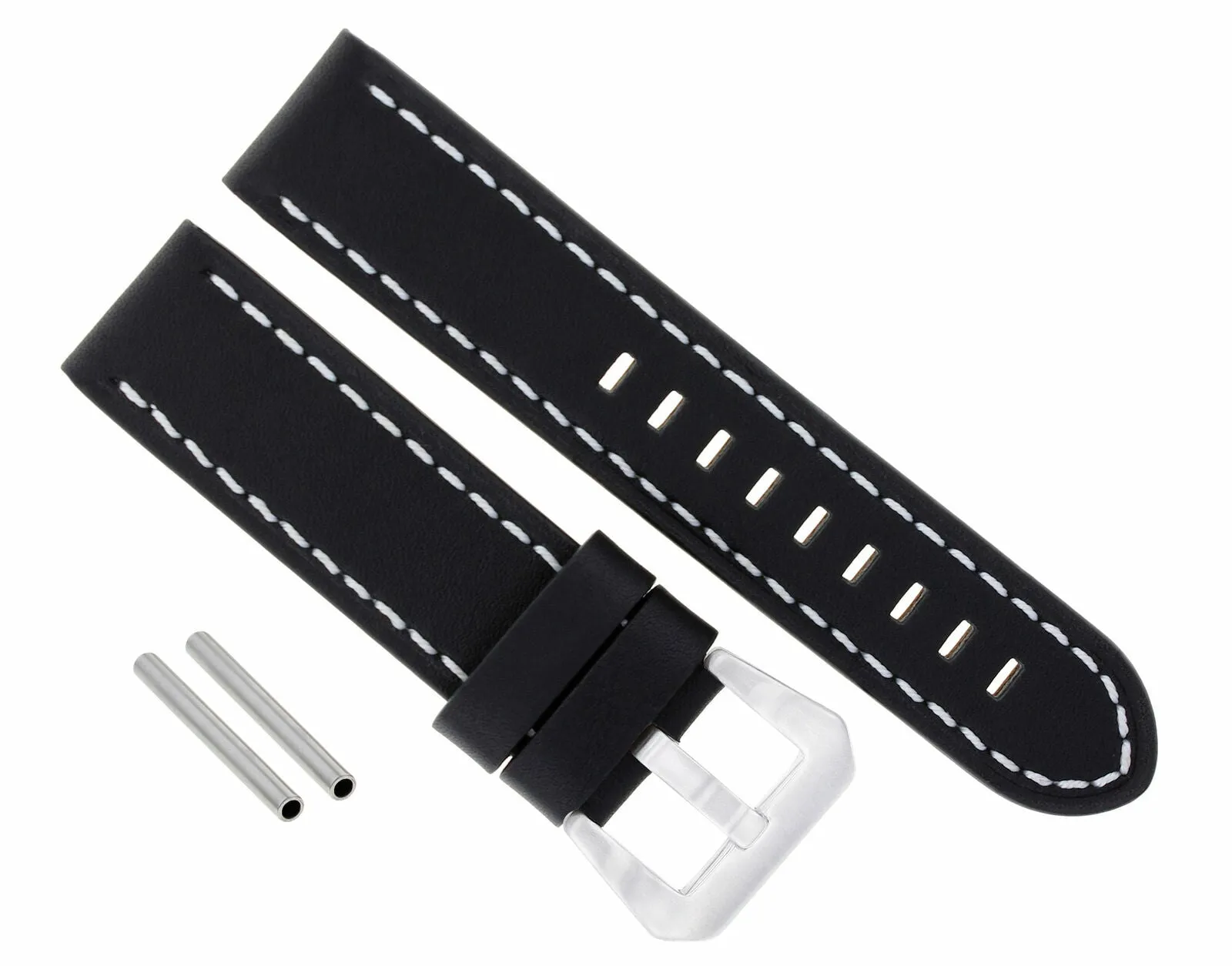 BIG 24MM PAM COW LEATHER WATCH BAND STRAP FOR PANERAI BLACK WS BUCKLE POLISH