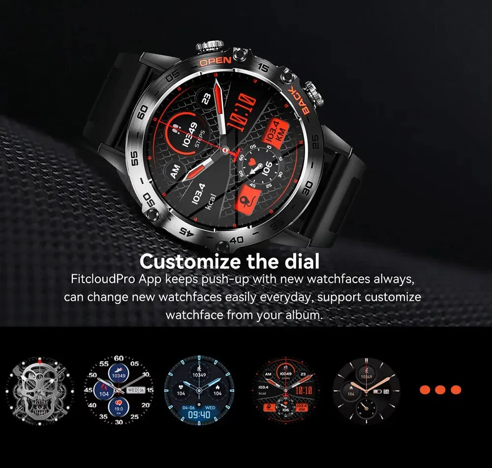 Bluetooth Call 1.39" Smart Watch Men's Sports Fitness Tracker Watches Stainless Steel or Rubber Band Waterproof Smartwatch for Android IOS