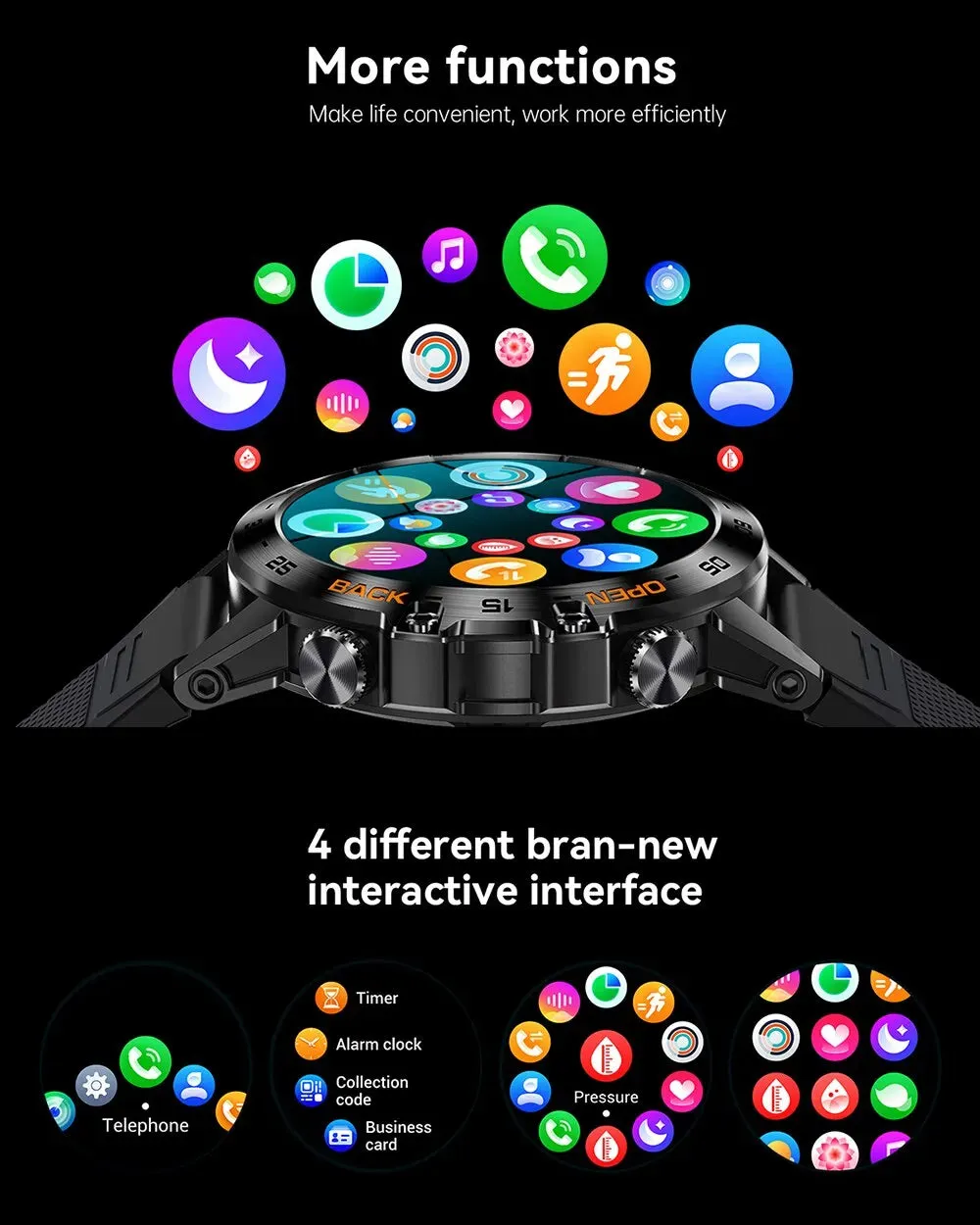 Bluetooth Call 1.39" Smart Watch Men's Sports Fitness Tracker Watches Stainless Steel or Rubber Band Waterproof Smartwatch for Android IOS