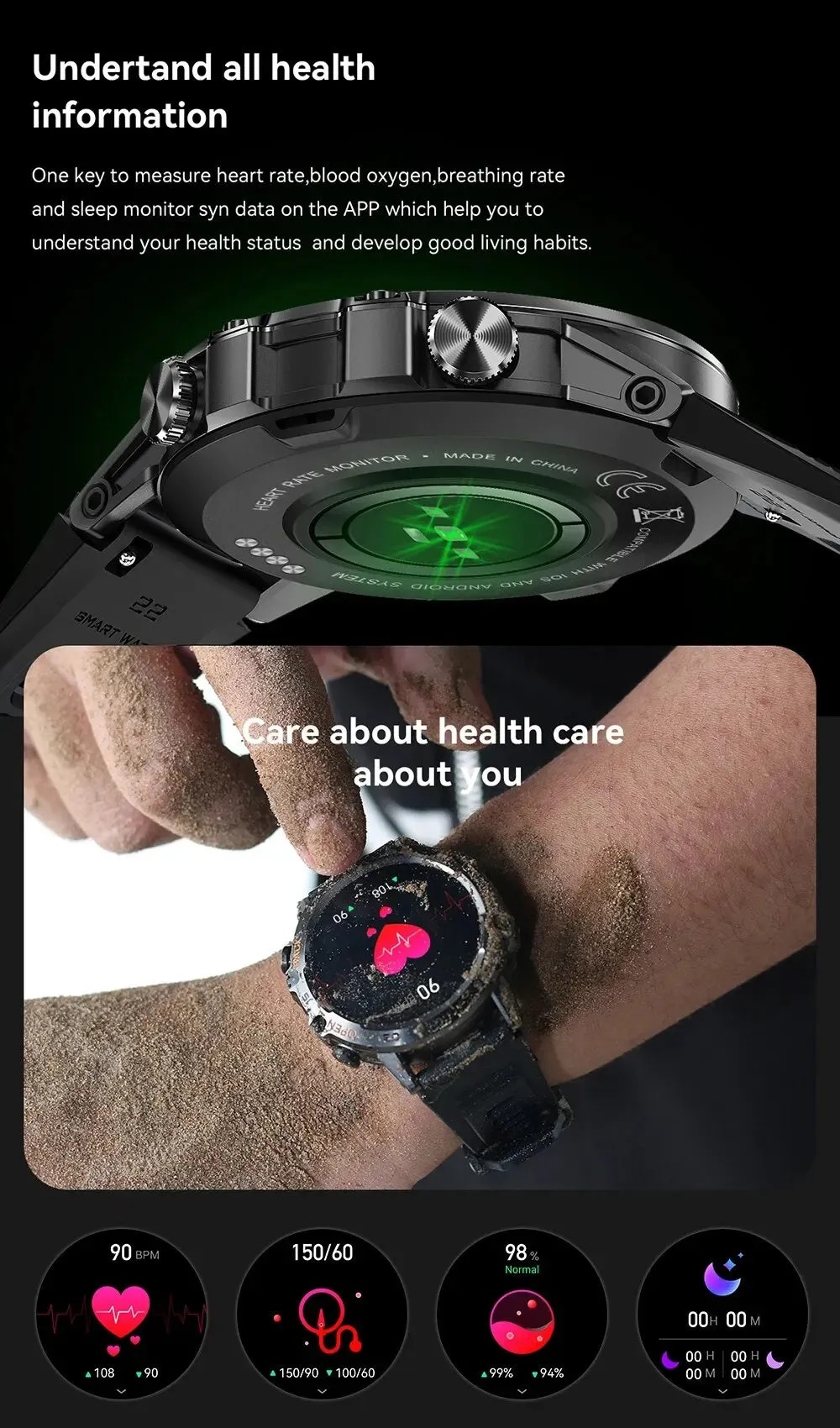 Bluetooth Call 1.39" Smart Watch Men's Sports Fitness Tracker Watches Stainless Steel or Rubber Band Waterproof Smartwatch for Android IOS