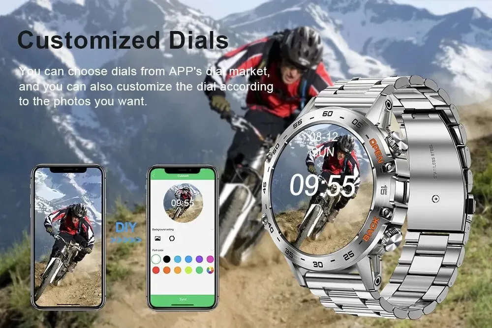 Bluetooth Call 1.39" Smart Watch Men's Sports Fitness Tracker Watches Stainless Steel or Rubber Band Waterproof Smartwatch for Android IOS
