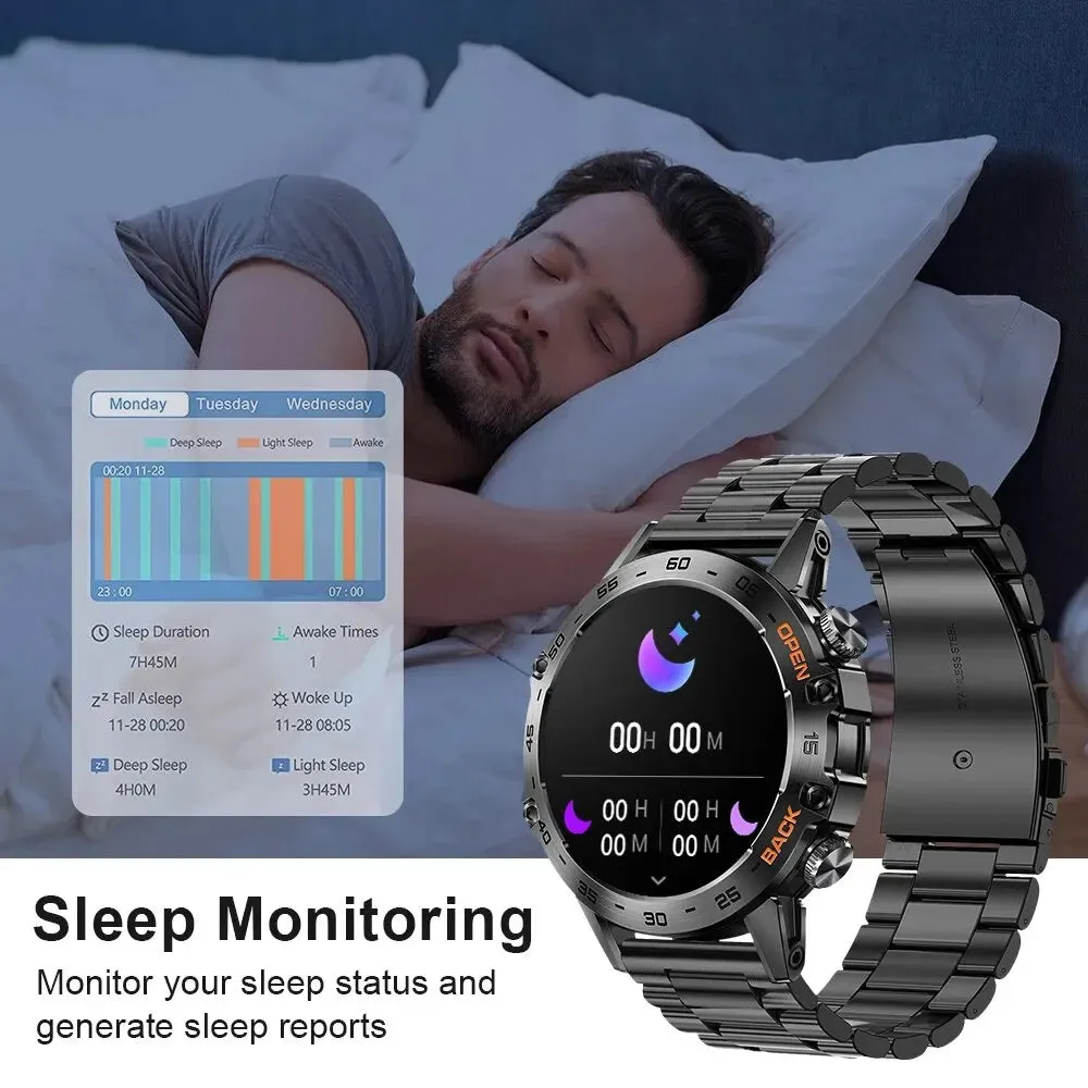 Bluetooth Call 1.39" Smart Watch Men's Sports Fitness Tracker Watches Stainless Steel or Rubber Band Waterproof Smartwatch for Android IOS