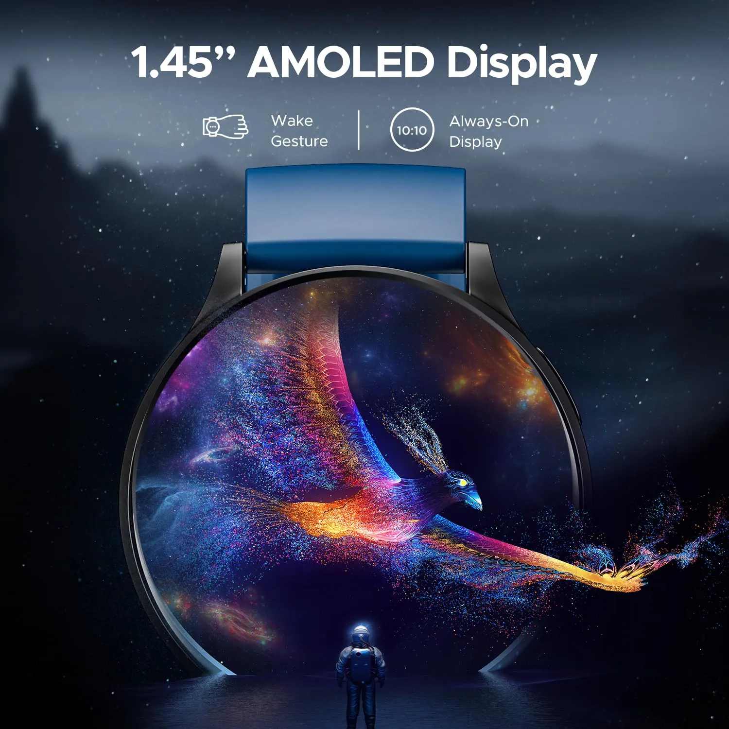 boAt Lunar Orb with 1.45" AMOLED Display, BT Calling, DIY Watch Face Studio, Coins, Crest App Health Ecosystem, Live Cricket & Football Scores, IP67, Smart Watch for Men & Women(Deep Blue)