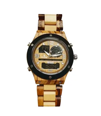 BOBO BIRD SENORS VINTAGE STYLE DUAL DISPLAY UNISEX WOODEN WATCH