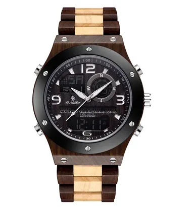 BOBO BIRD SENORS VINTAGE STYLE DUAL DISPLAY UNISEX WOODEN WATCH