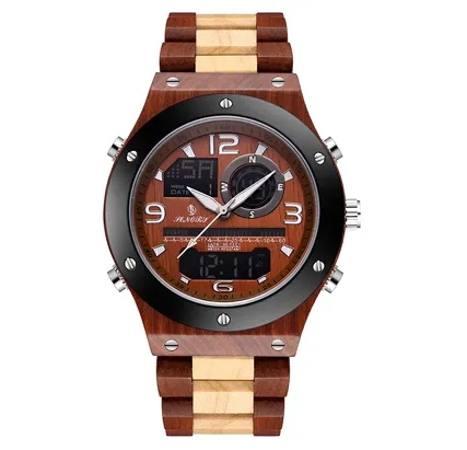 BOBO BIRD SENORS VINTAGE STYLE DUAL DISPLAY UNISEX WOODEN WATCH