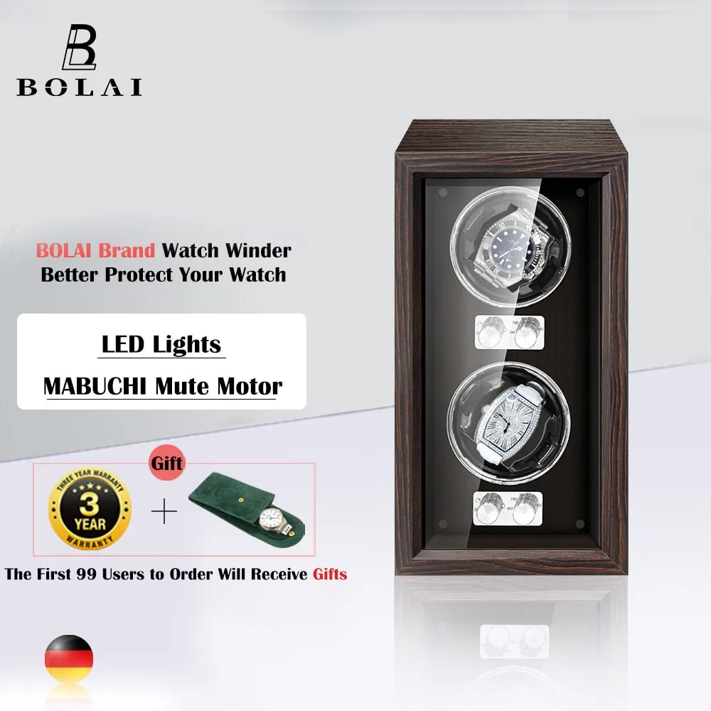 BOLAI Brand Luxury Wood Watch Winder High-End 2 4 Slot Automatic Watches Box with Mabuchi Motor Watch Cabinet Clock Storage Box