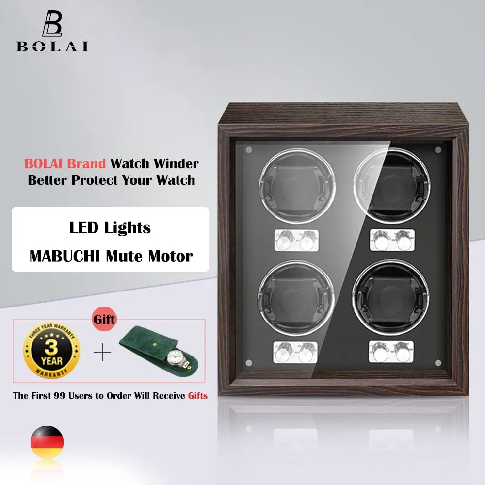BOLAI Brand Luxury Wood Watch Winder High-End 2 4 Slot Automatic Watches Box with Mabuchi Motor Watch Cabinet Clock Storage Box