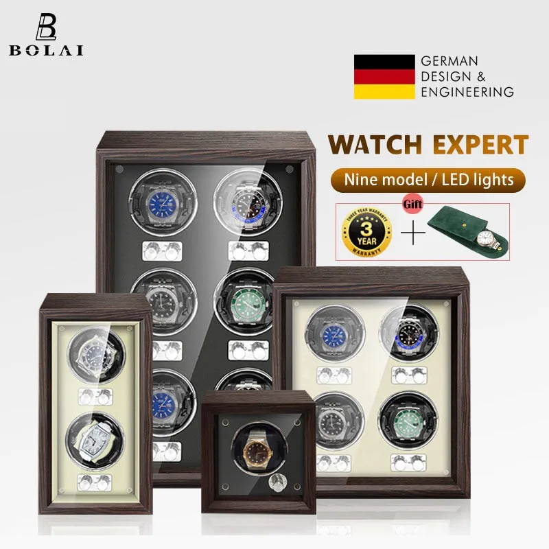 BOLAI Brand Luxury Wood Watch Winder High-End 2 4 Slot Automatic Watches Box with Mabuchi Motor Watch Cabinet Clock Storage Box