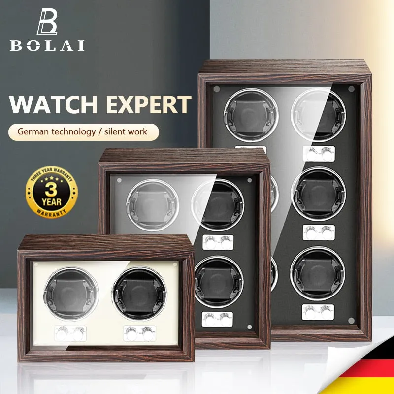 BOLAI Brand Luxury Wood Watch Winder High-End 2 4 Slot Automatic Watches Box with Mabuchi Motor Watch Cabinet Clock Storage Box
