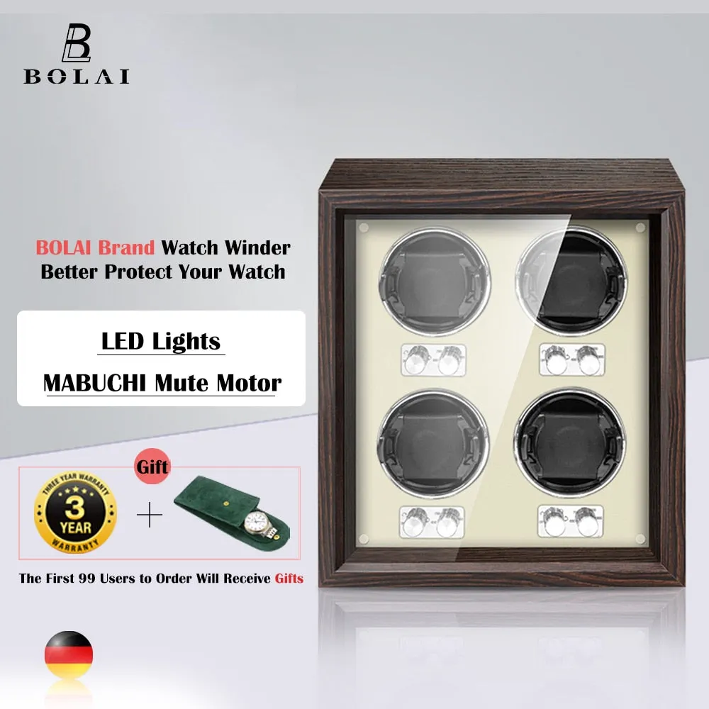 BOLAI Brand Luxury Wood Watch Winder High-End 2 4 Slot Automatic Watches Box with Mabuchi Motor Watch Cabinet Clock Storage Box
