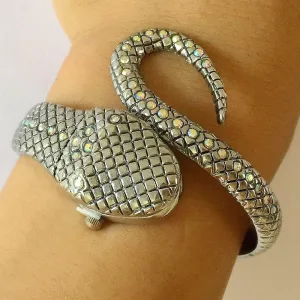 Bracelet Style Rhinestone Snake Shaped Quartz Watch