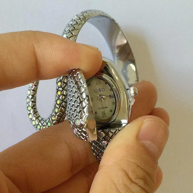 Bracelet Style Rhinestone Snake Shaped Quartz Watch