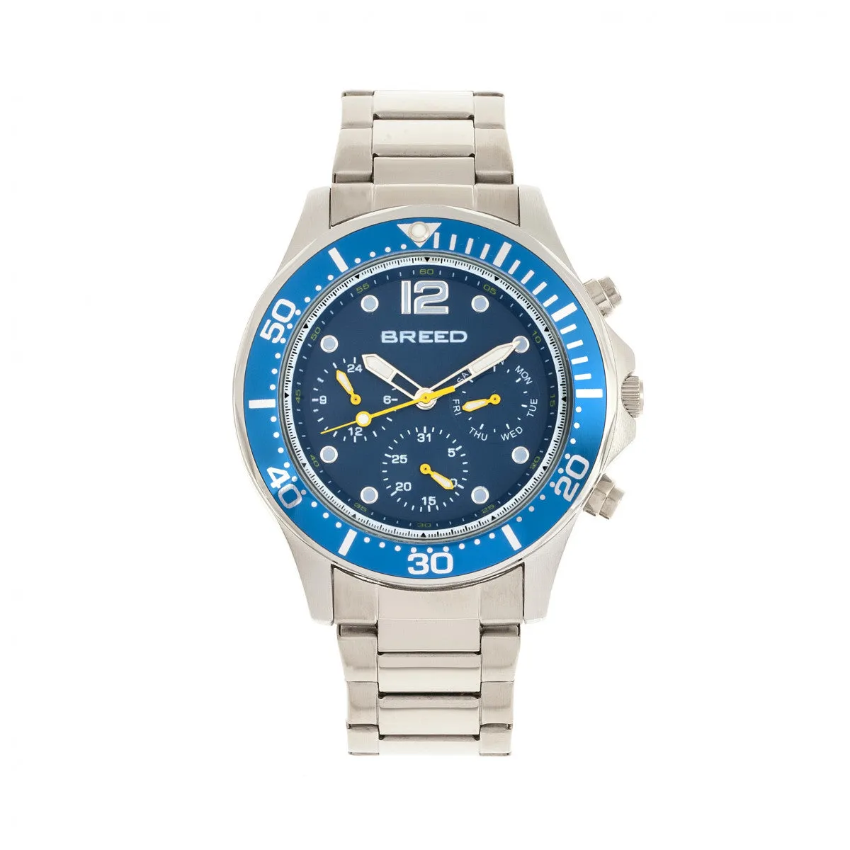 Breed Pegasus Bracelet Watch w/Day/Date  - Blue/Silver