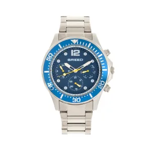 Breed Pegasus Bracelet Watch w/Day/Date  - Blue/Silver