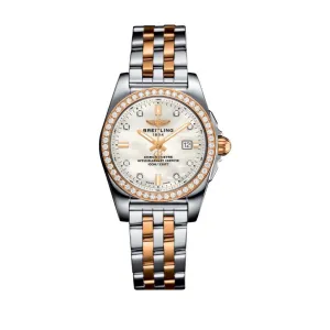BREITLING Galactic Quartz Steel & Rose Gold Mother-Of-Pearl Dial Ladies Watch C7234853/A792 791C